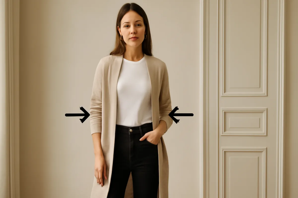 Cardigan lungo outfit femminile: i trucchi per indossarlo senza creare volumi indesiderati