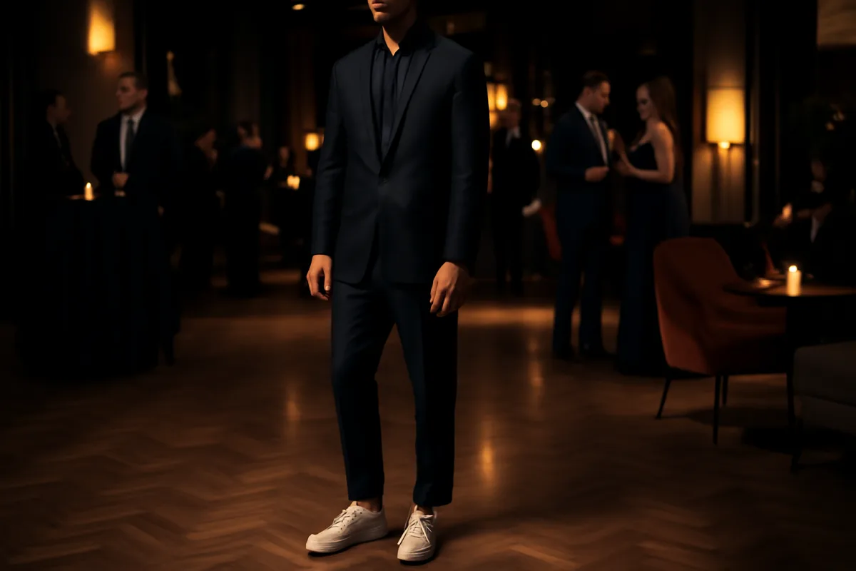 Sneakers bianche uomo outfit sera: l’errore da evitare per non sembrare fuori luogo